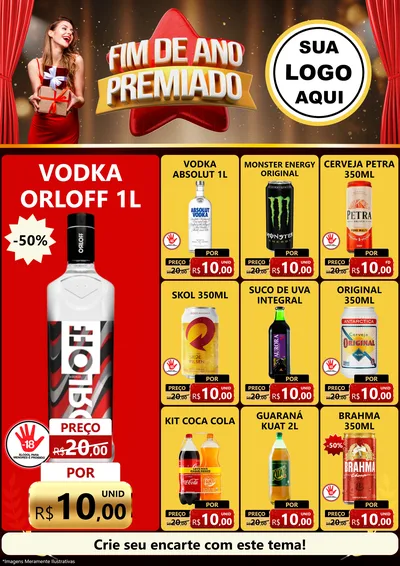 Modelo de Encarte para Encarte A4 Vertical com o tema Fim de Ano Premiado para Distribuidora de bebidas