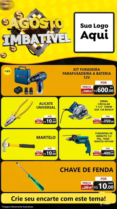 Modelo de TV para TV Vertical com o tema Agosto Imbatível para Maquinas e Ferramentas
