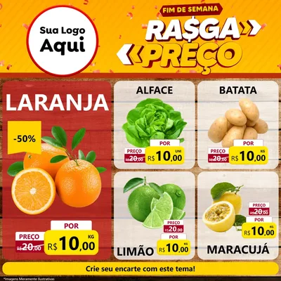 Modelo de Rede Social para Feed Facebook com o tema Fim de Semana Rasga Preços para Hortifrúti