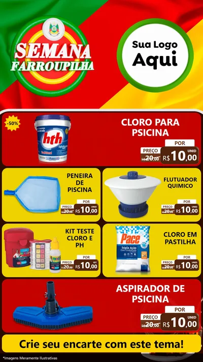 Modelo de TV para TV Vertical com o tema Semana Farroupilha para Produtos para Piscina