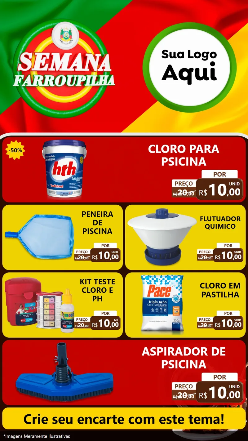 Modelo de TV para TV Vertical com o tema Semana Farroupilha para Produtos para Piscina