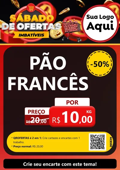 Modelo de Cartaz para Cartaz A4 Vertical com o tema Sábado de Ofertas Imbatíveis para Padaria