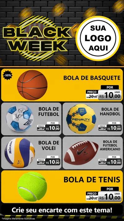 Modelo de TV para TV Vertical com o tema Black Week para Artigos Esportivos