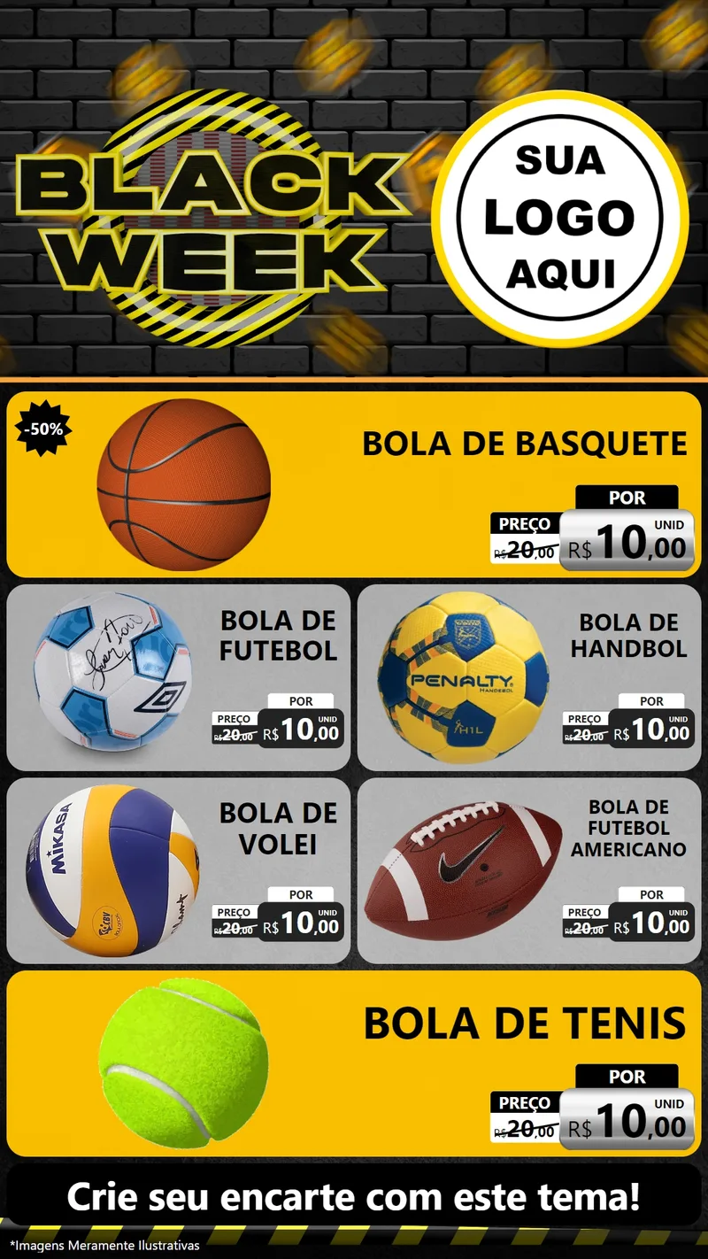 Modelo de TV para TV Vertical com o tema Black Week para Artigos Esportivos