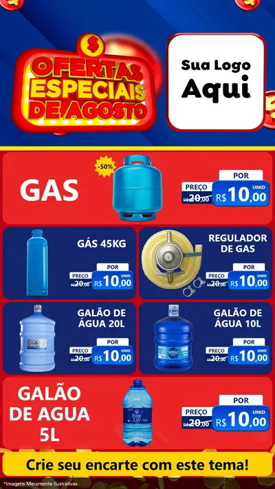 Modelo de TV para TV Vertical com o tema Ofertas Especiais de Agosto para Água e gás
