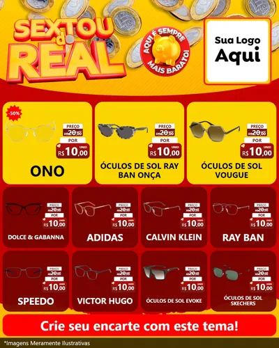 Modelo de Rede Social para Feed Instagram com o tema Sextou do Real para Óticas
