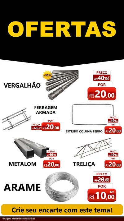 Modelo de TV para TV Vertical com o tema Ofertas Preto e Vermelho Cartaz para Ferragens