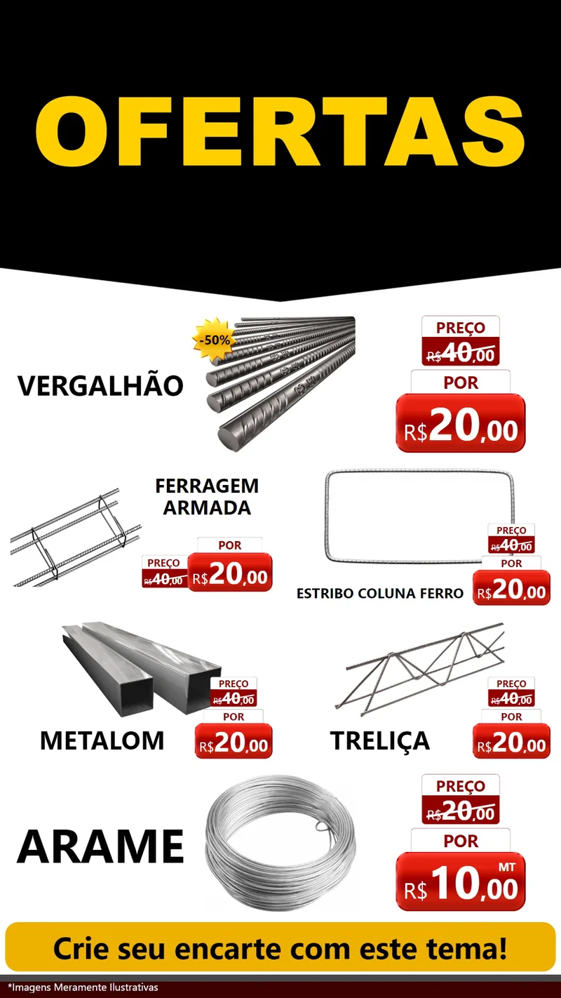 Modelo de TV para TV Vertical com o tema Ofertas Preto e Vermelho Cartaz para Ferragens