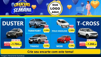 Modelo de TV para TV Horizontal com o tema Ofertas de Fim de Semana para Concessionaria de Carros