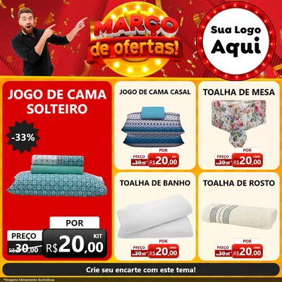 Modelo de Rede Social para Feed Facebook com o tema Março de Ofertas! para Cama, Mesa e Banho