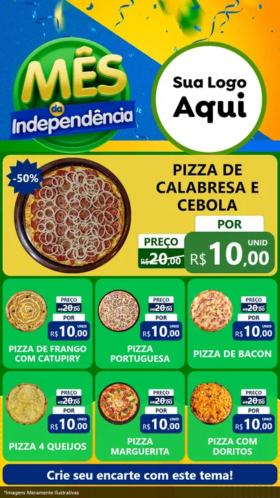 Modelo de Rede Social para Stories com o tema Mês da Independência para Pizzaria