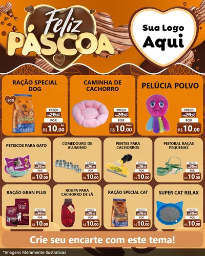 Modelo de Rede Social para Feed Instagram com o tema Feliz Páscoa para Pet Shop