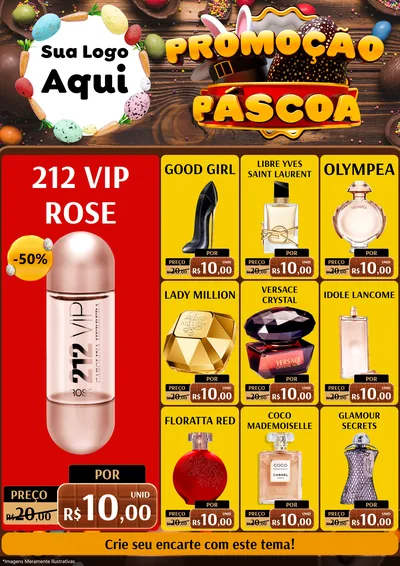 Modelo de Encarte para Encarte A4 Vertical com o tema Promoção Páscoa para Perfumes