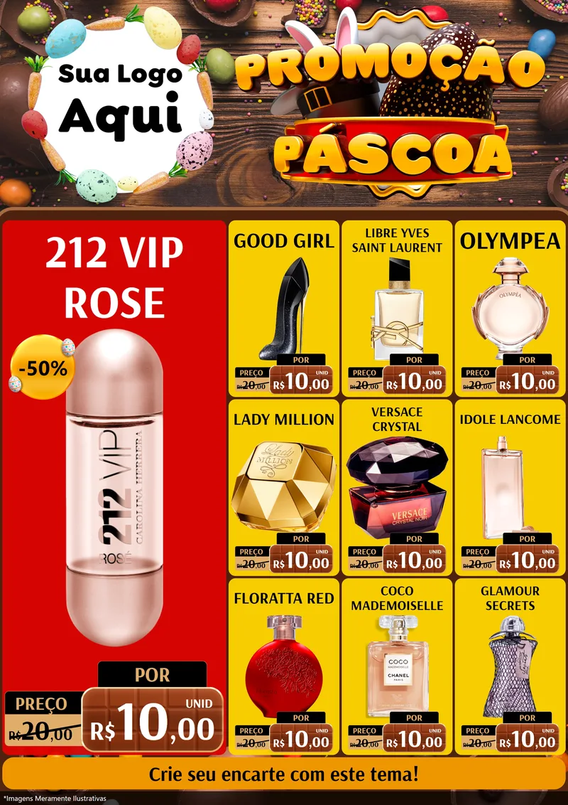 Modelo de Encarte para Encarte A4 Vertical com o tema Promoção Páscoa para Perfumes