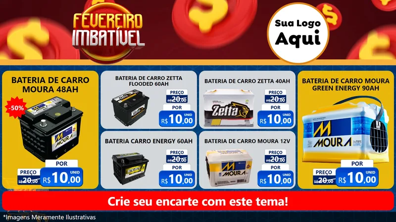 Modelo de TV para TV Horizontal com o tema Fevereiro Imbatível para Baterias Elétricas