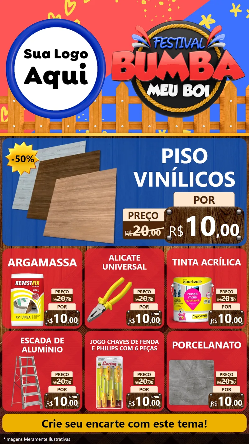Modelo de Rede Social para Stories com o tema Festival Bumba Meu Boi para Material para Construção