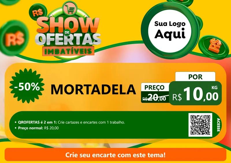 Modelo de Cartaz para Cartaz A4 Horizontal com o tema Show de Ofertas Imbatíveis para Frios e Laticínios