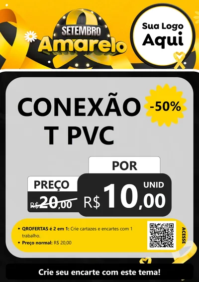 Modelo de Cartaz para Cartaz A4 Vertical com o tema Setembro Amarelo para Tubos e conexões