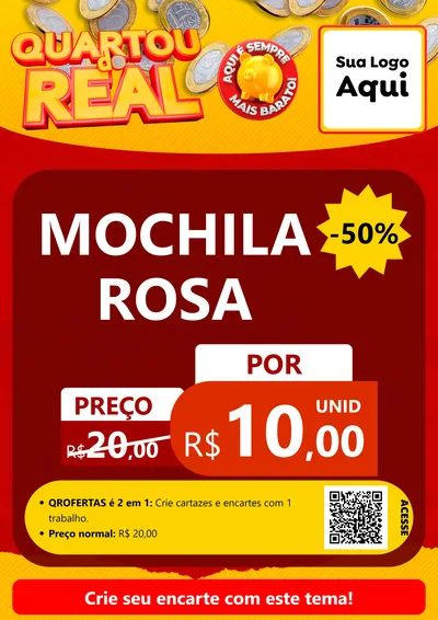 Modelo de Cartaz para Cartaz A4 Vertical com o tema Quartou do Real para Papelaria