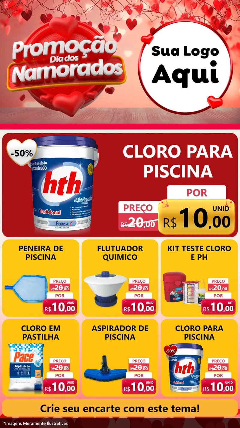 Modelo de Rede Social para Stories com o tema Promoção Dia dos Namorados para Produtos para Piscina