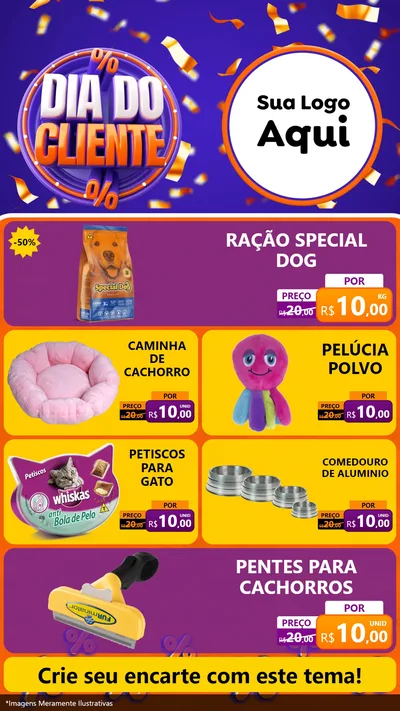 Modelo de TV para TV Vertical com o tema Dia do Cliente para Pet Shop