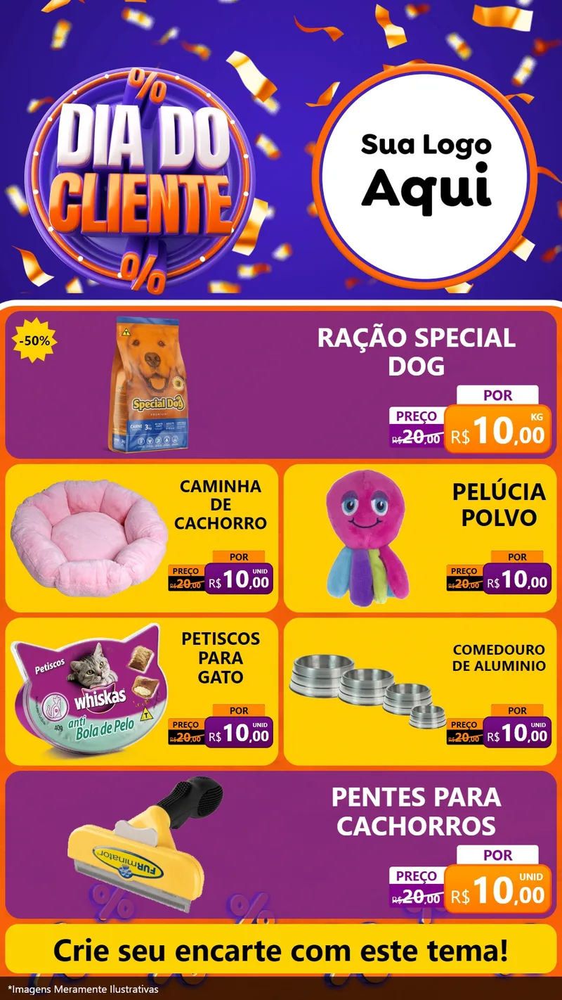Modelo de TV para TV Vertical com o tema Dia do Cliente para Pet Shop