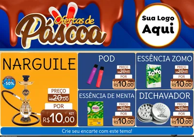 Modelo de Encarte para Encarte A4 Horizontal com o tema Ofertas de Páscoa para Tabacaria