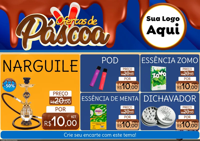 Modelo de Encarte para Encarte A4 Horizontal com o tema Ofertas de Páscoa para Tabacaria