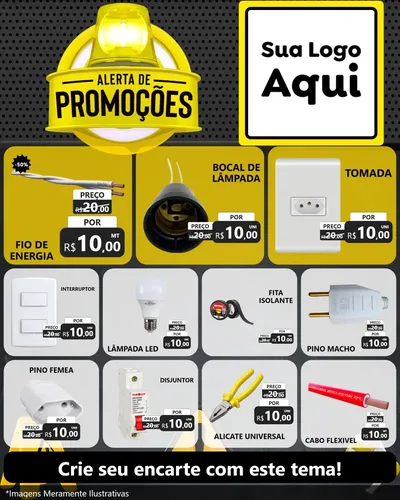 Modelo de Rede Social para Feed Instagram com o tema Alerta de Promoções para Materiais Elétricos