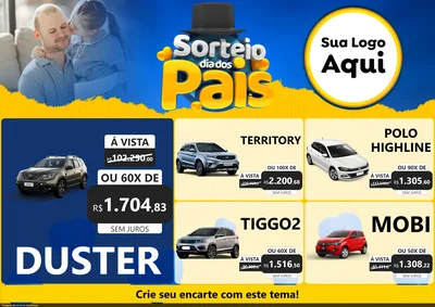 Modelo de Encarte para Encarte A4 Horizontal com o tema Sorteio Dia Dos Pais para Concessionaria de Carros