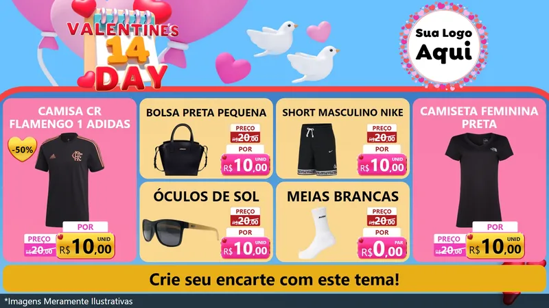 Modelo de TV para TV Horizontal com o tema Valentine's Day para Roupas e acessórios