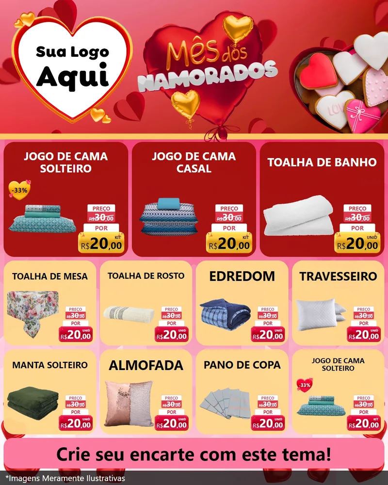 Modelo de Rede Social para Feed Instagram com o tema Mês dos Namorados para Cama, Mesa e Banho