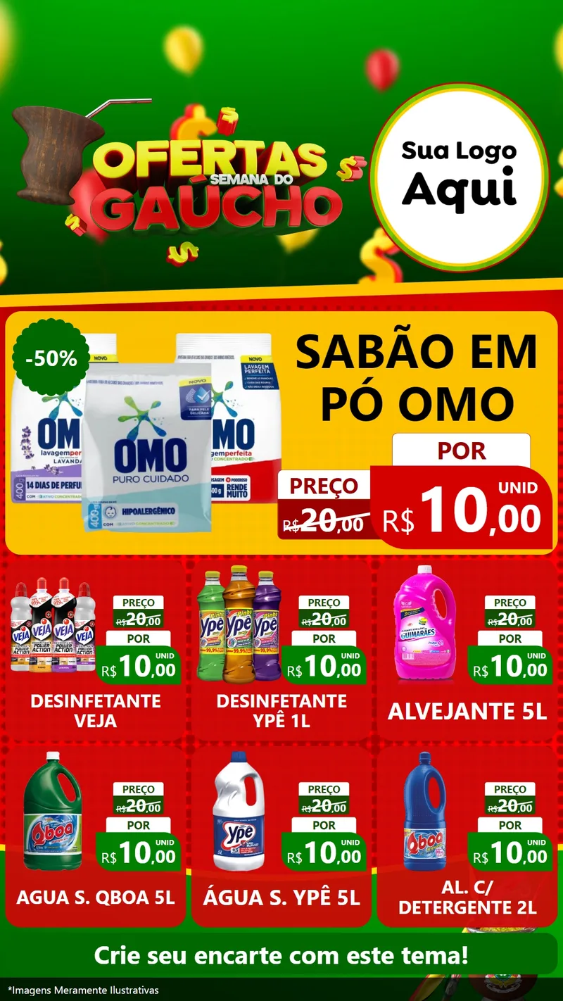 Modelo de Rede Social para Stories com o tema Ofertas Semana Do Gaúcho para Produtos de Limpeza