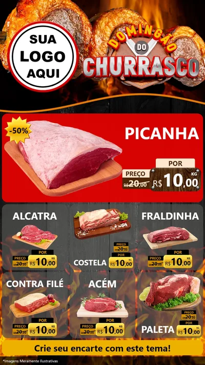 Modelo de Rede Social para Stories com o tema Domingão do Churrasco para Açougue
