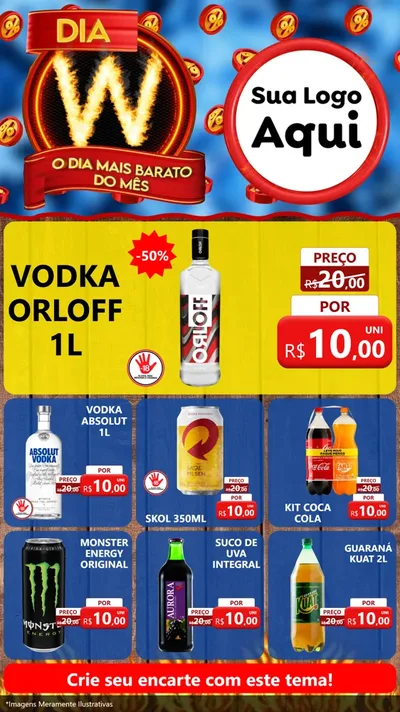 Modelo de Rede Social para Stories com o tema Dia W - O Dia Mais Barato Do Mês para Distribuidora de bebidas