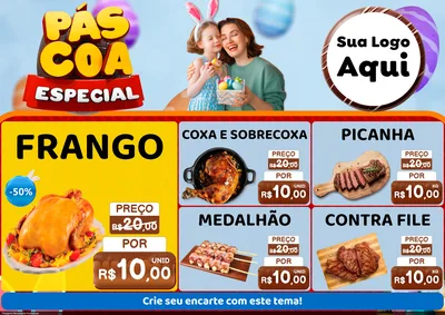 Modelo de Encarte para Encarte A4 Horizontal com o tema Páscoa Especial para Assados