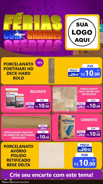 Modelo de TV para TV Vertical com o tema Férias com Grandes Ofertas para Pisos e revestimentos
