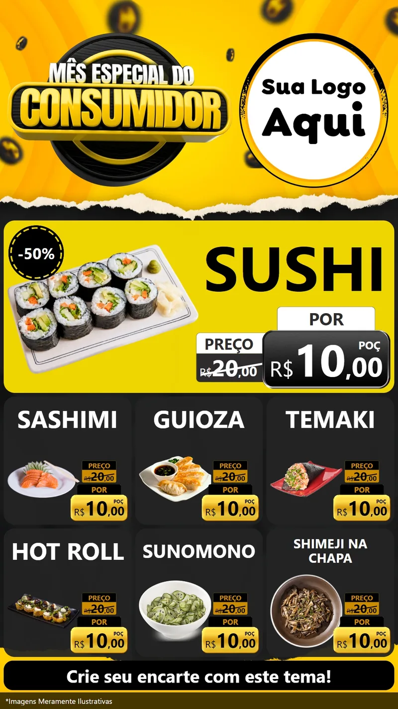Modelo de Rede Social para Stories com o tema Mês Especial do Consumidor para Comida japonesa