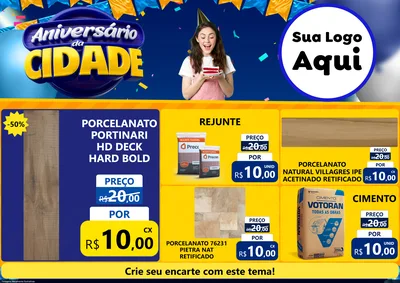 Modelo de Encarte para Encarte A4 Horizontal com o tema Aniversário da Cidade para Pisos e revestimentos