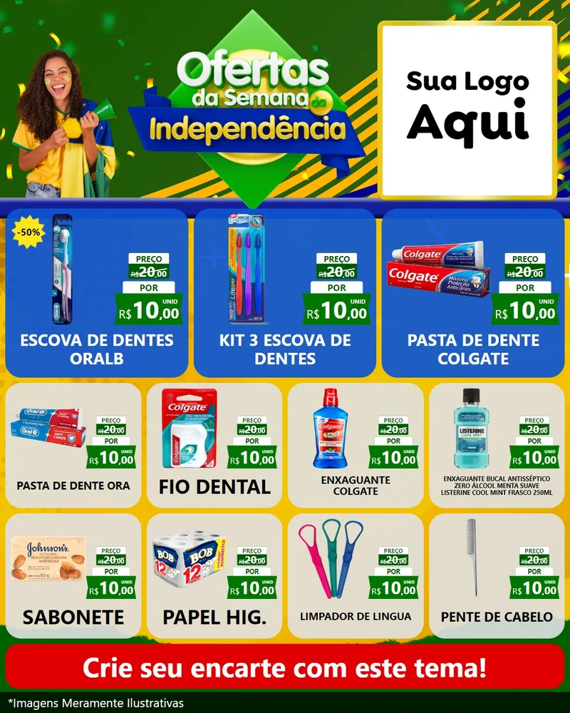Modelo de Rede Social para Feed Instagram com o tema Ofertas da Semana da Independência para Higiene Pessoal