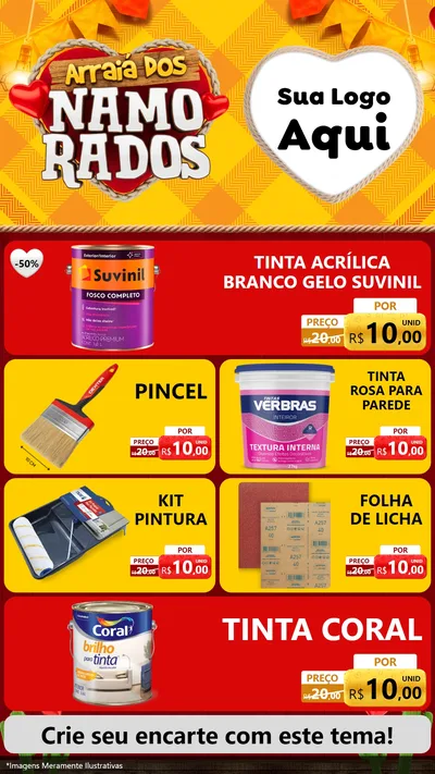 Modelo de TV para TV Vertical com o tema Arraiá dos Namorados para Tintas e Ferramentas