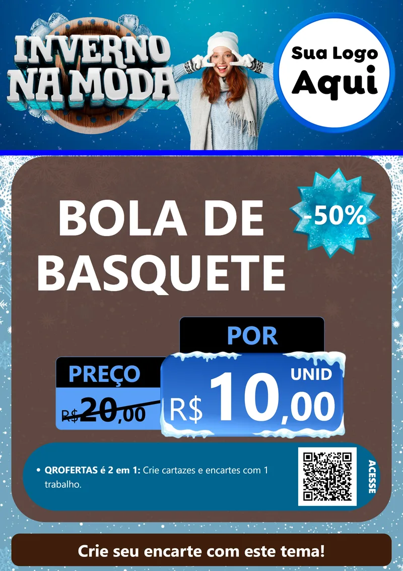 Modelo de Cartaz para Cartaz A4 Vertical com o tema Inverno na Moda para Artigos Esportivos
