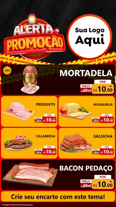 Modelo de TV para TV Vertical com o tema Alerta de Promoção para Frios e Laticínios
