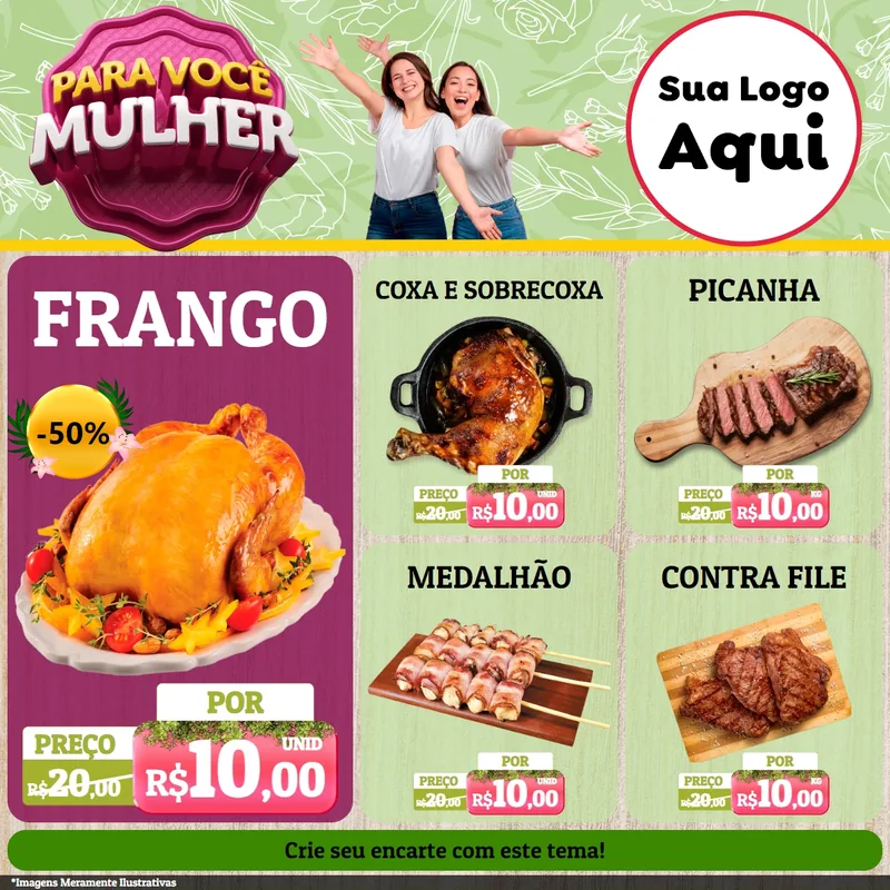 Modelo de Rede Social para Feed Facebook com o tema Para Você Mulher para Assados