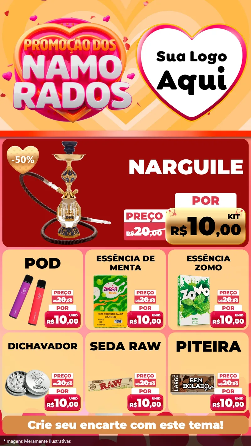 Modelo de Rede Social para Stories com o tema Promoção dos Namorados para Tabacaria