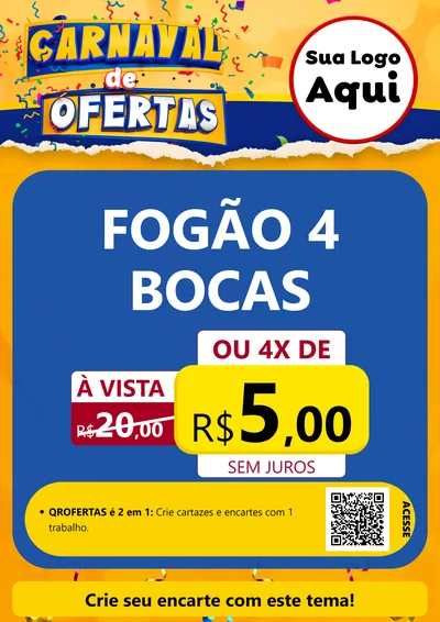 Modelo de Cartaz para Cartaz A4 Vertical com o tema Carnaval de Ofertas para Móveis e Eletro