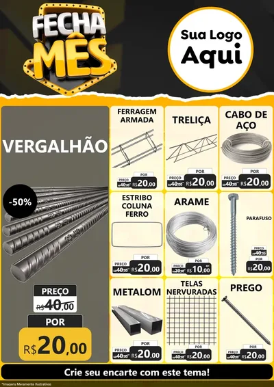 Modelo de Encarte para Encarte A4 Vertical com o tema Fecha Mês para Ferragens