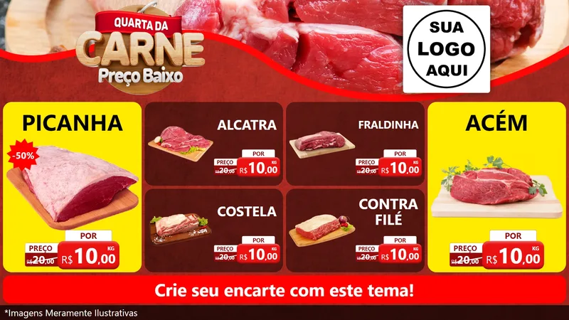 Modelo de TV para TV Horizontal com o tema Quarta da Carne para Açougue