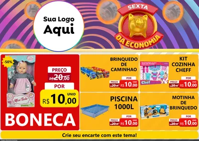 Modelo de Encarte para Encarte A4 Horizontal com o tema Sexta da Economia para Brinquedos