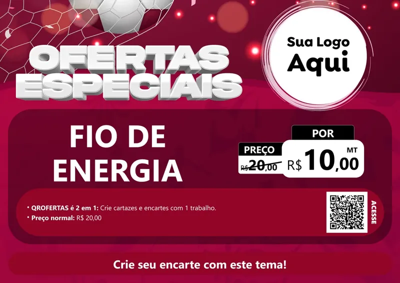 Modelo de Cartaz para Cartaz A4 Horizontal com o tema Ofertas Especiais - Futebol para Materiais Elétricos